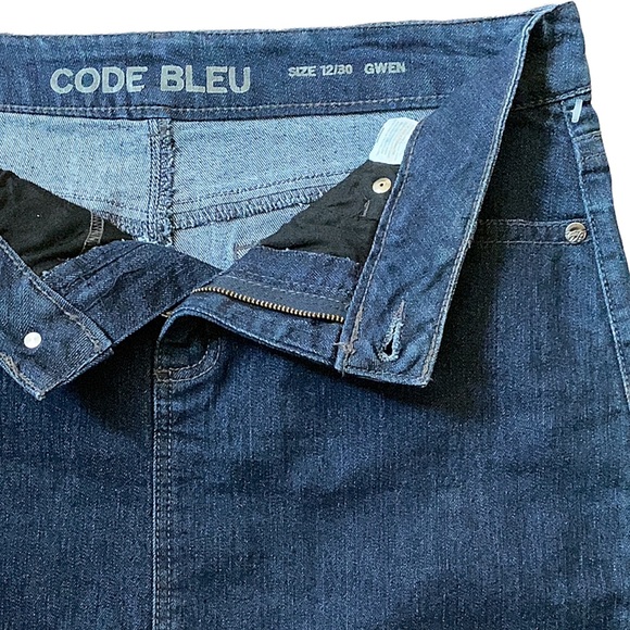 Denim Shirt, Dark Blue Midi Denim Skirt, Code Bleu Denim Skirt, Midi Denim Skirt - Picture 7 of 13